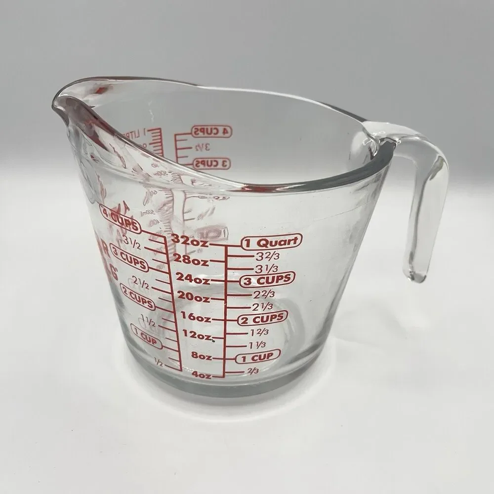 Anchor Hocking 4 Cup Glass Measuring Cup 32oz Red Lettering #8
